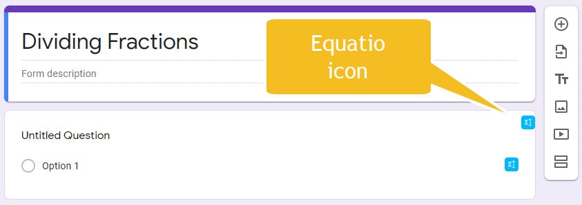 equatio icon shown in google forms