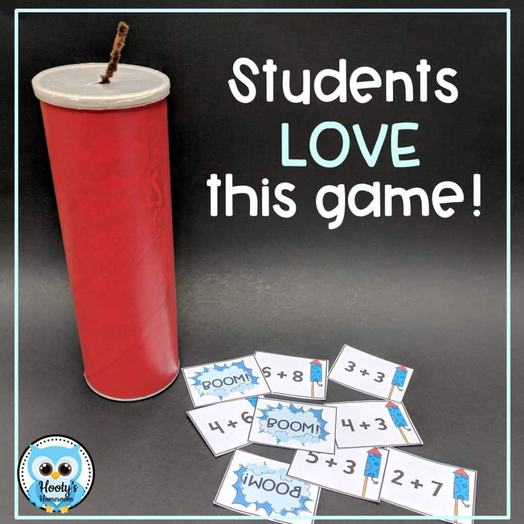 fact fluency game cards and container