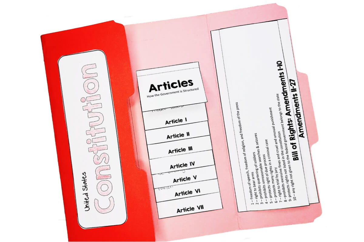 Constitution study guide created using lapbook templates