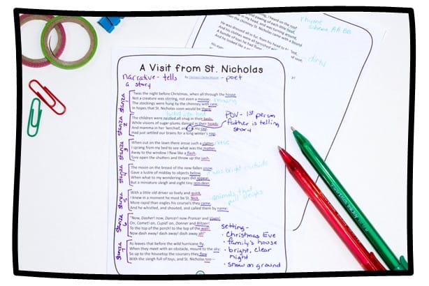 A Visit from St. Nicholas with annotated notes