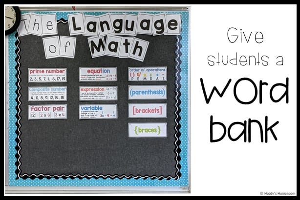 math vocabulary word wall bulletin board will help your students write about math