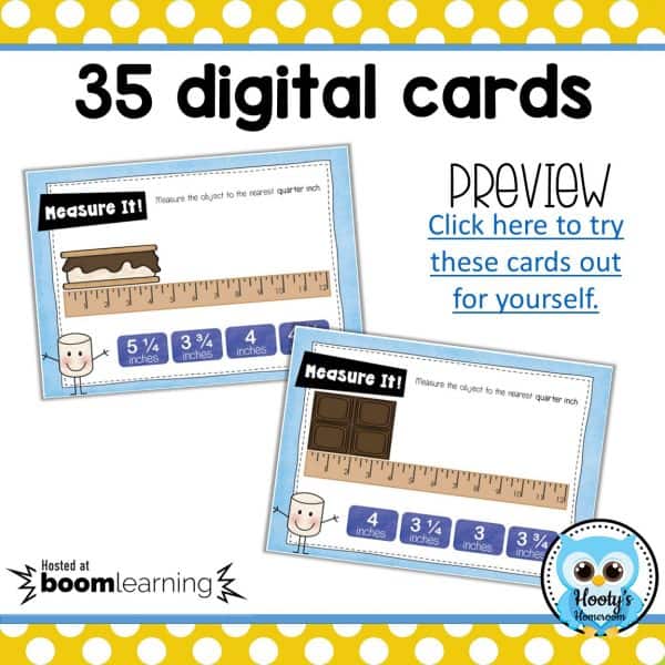 35 digital task cards for measuring to the quarter inch