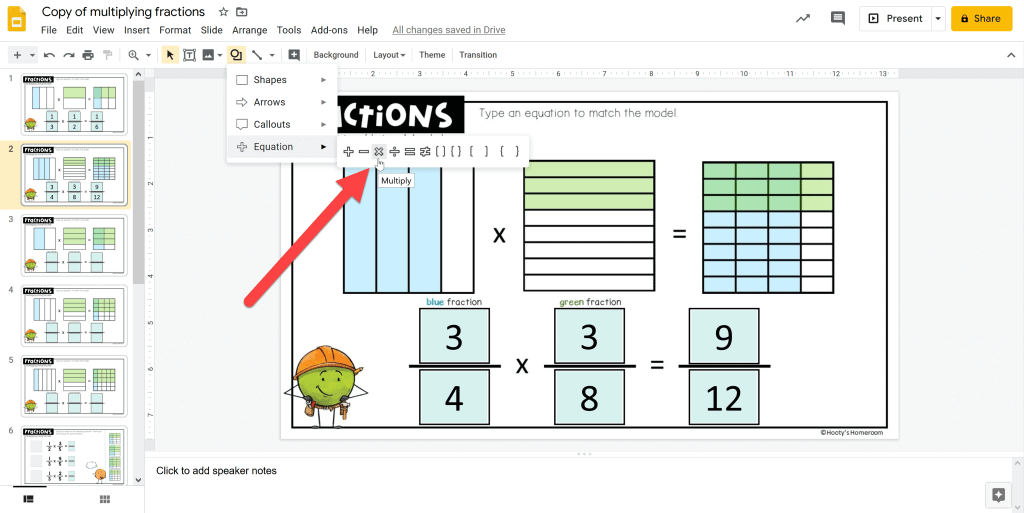 how to mark answers wrong using the shapes tool in google slides