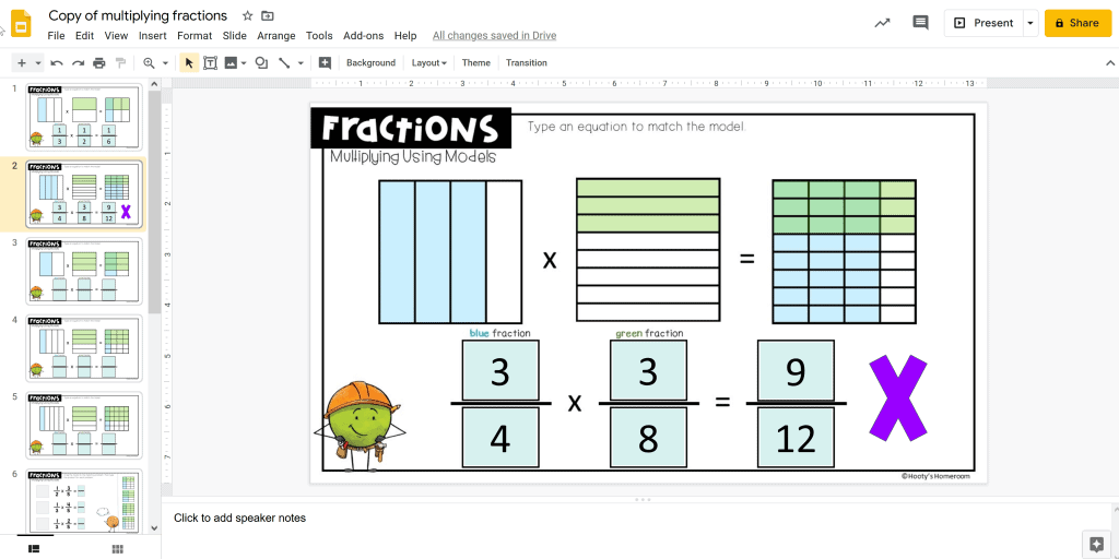 student work sample with an incorrect answered marked