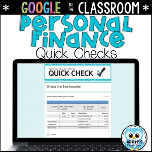 laptop showing personal finance literacy quick check assessment using google forms