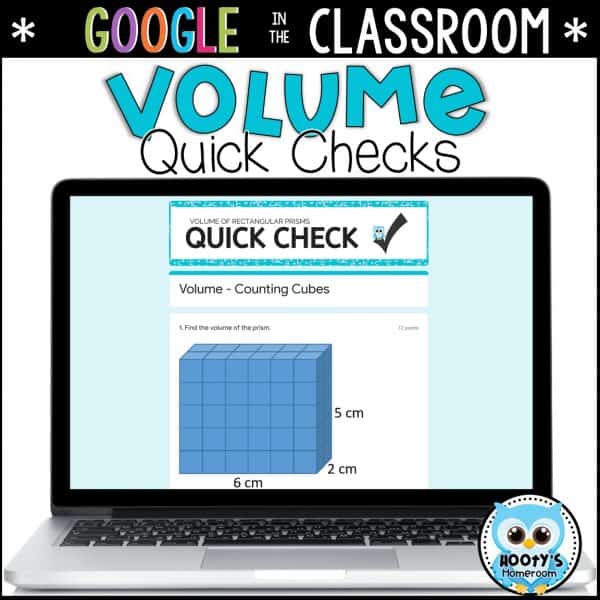 laptop showing volume quiz in google forms
