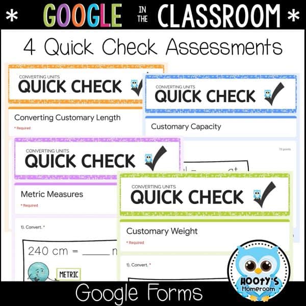 4 quick check assessments in Google Forms