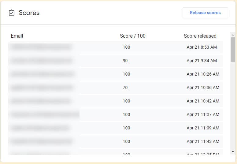 student grades from math assignment