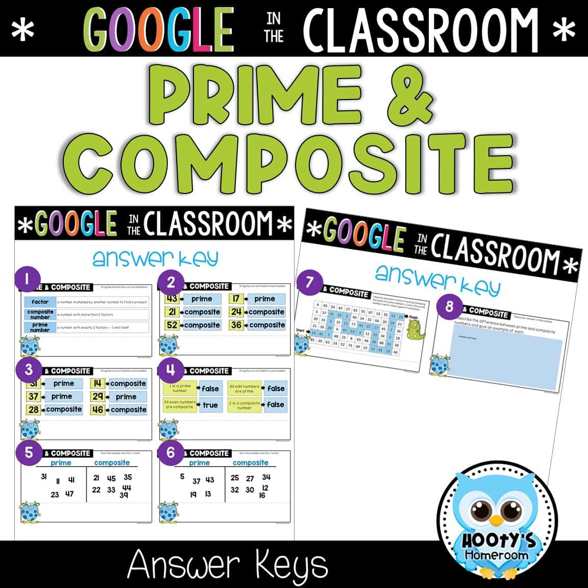 Prime and Composite Numbers Digital Activities