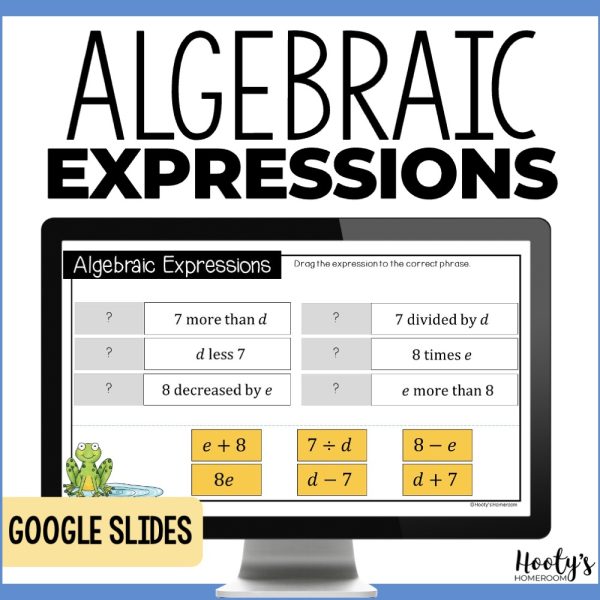 sample activities from understanding algebraic expressions using google slides