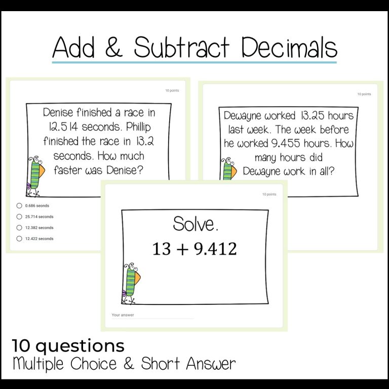 Adding and Subtracting Decimals Using Google Forms