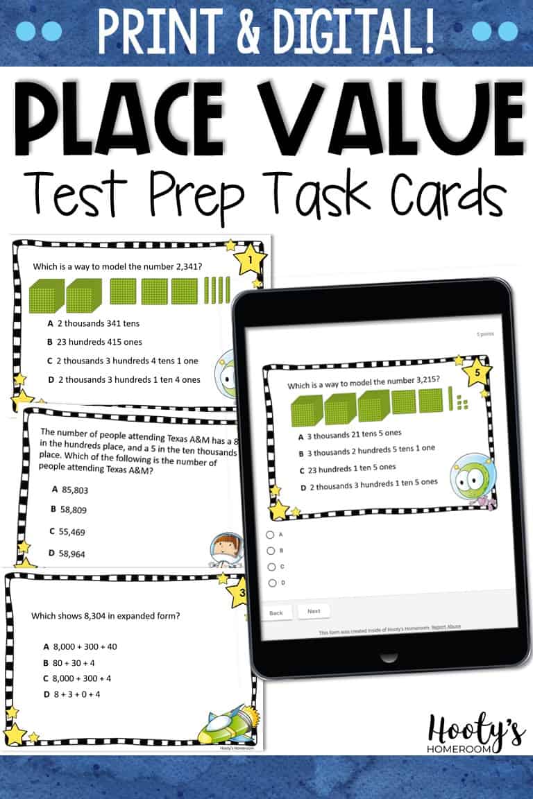 Place Value Test Prep Task Cards - Hooty's Homeroom