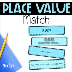 place value of larger numbers matching activities