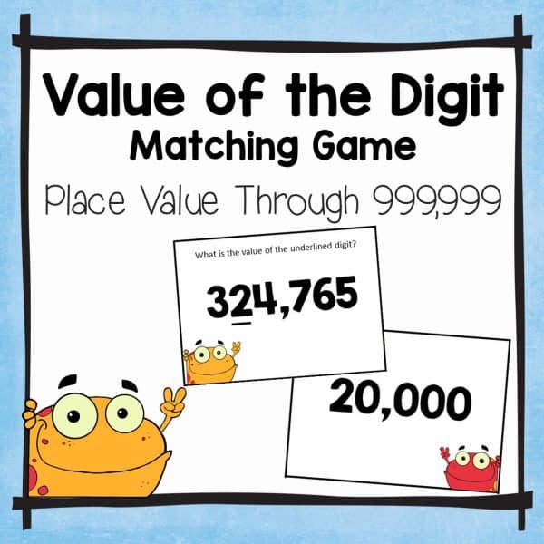 value of the underlined digit place value matching activities