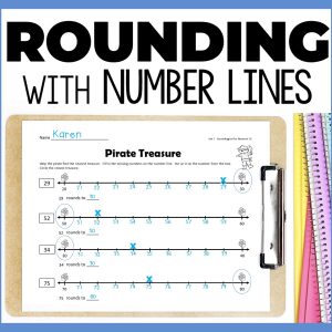 rounding number lines worksheet
