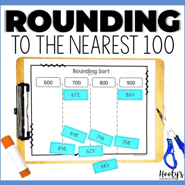 rounding to the nearest 100 sorting activity in math journal