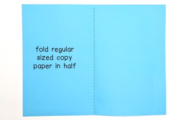step 1 - fold copy paper in half and open back up