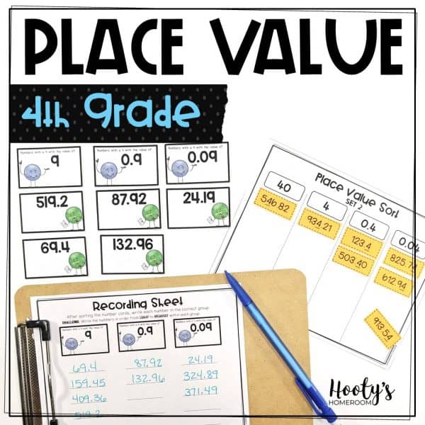 4th grade decimal place value sorting activities
