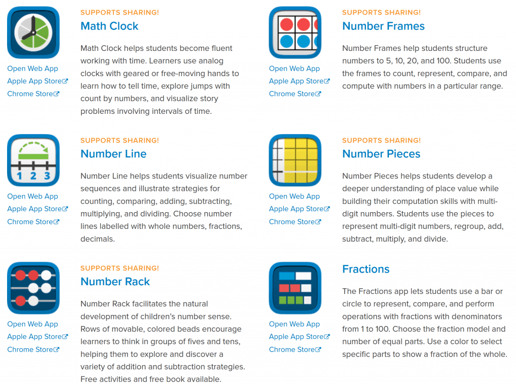 the math learning center's virtual manipulatives