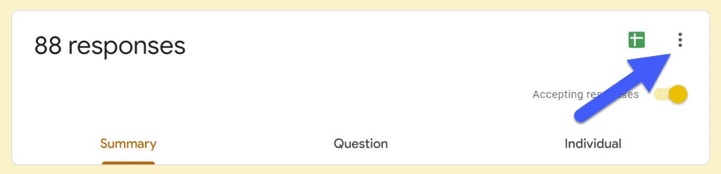 set google forms notifications by clicking on the 3 dots on the right side of the dashboard
