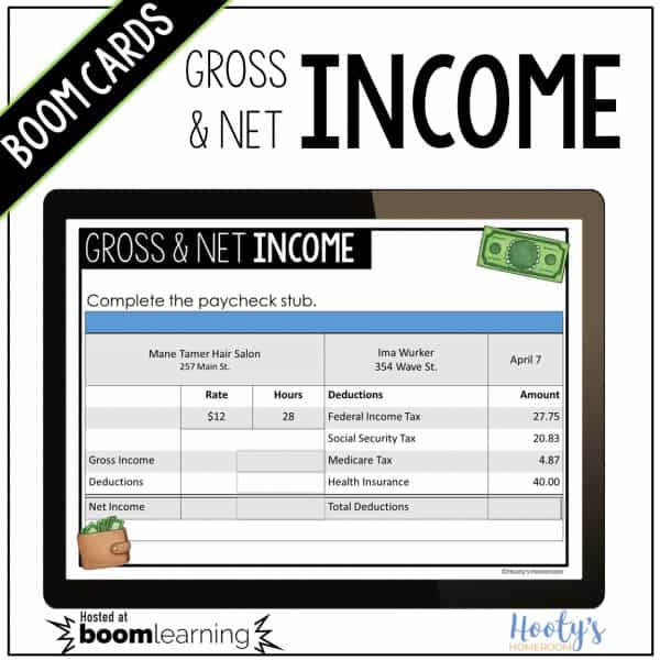 gross and net income boom cards