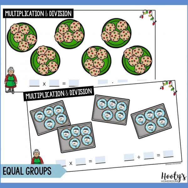 equal groups of Christmas cookies