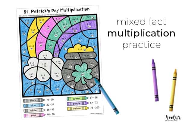 color by number multiplication practice
