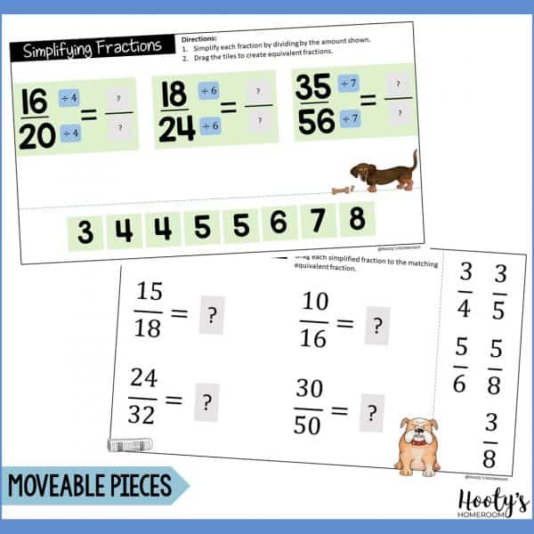simplifying fractions sample activities