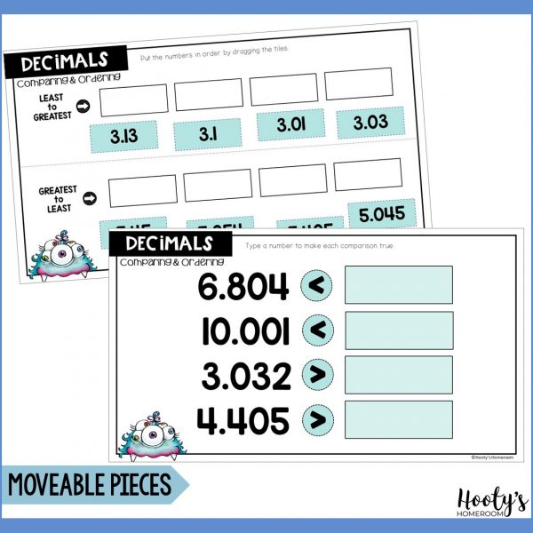 compare and order decimals sample activities