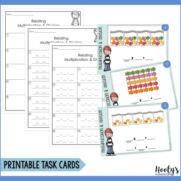 relate multiplication and division task cards and recording sheet
