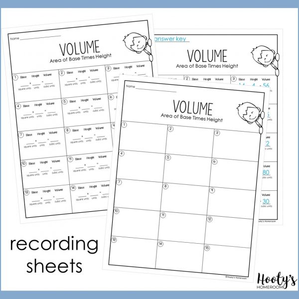 student recording sheets and answer key