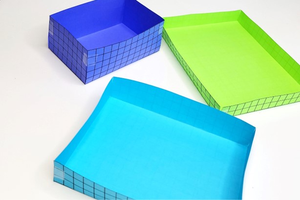 sample boxes created from centimeter grid paper