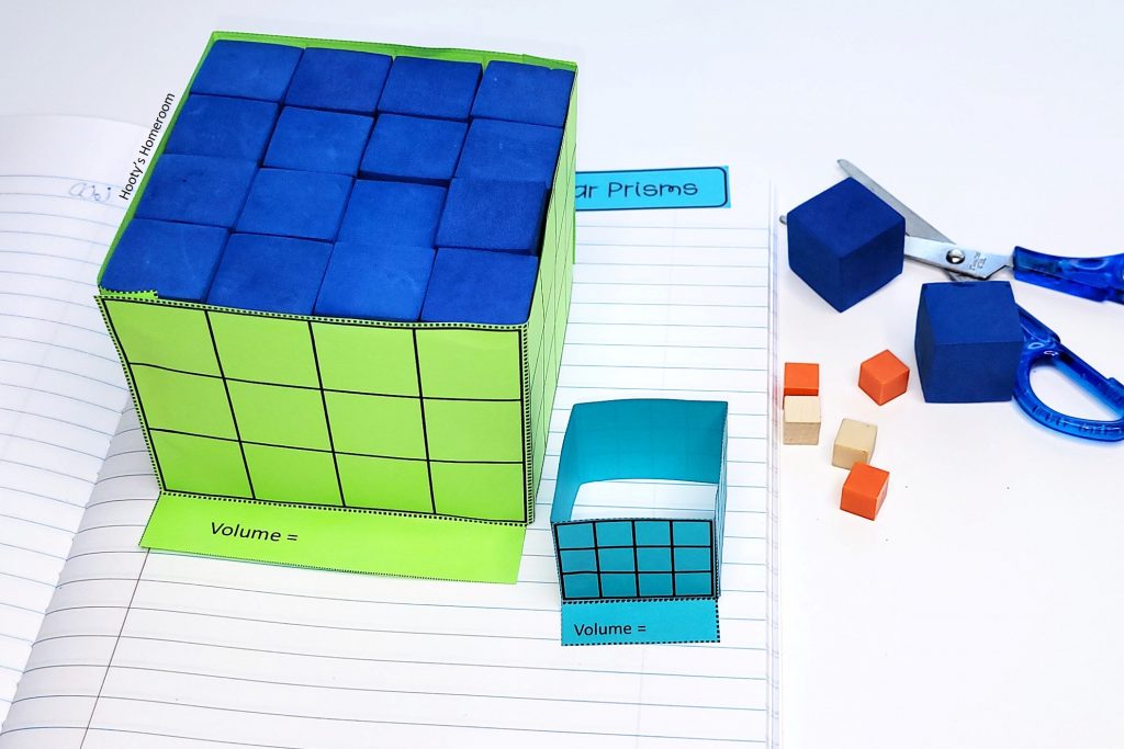 3 dimensional volume notes in an interactive notebook filled with cubes