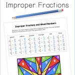 change improper fractions to mixed numbers coloring page