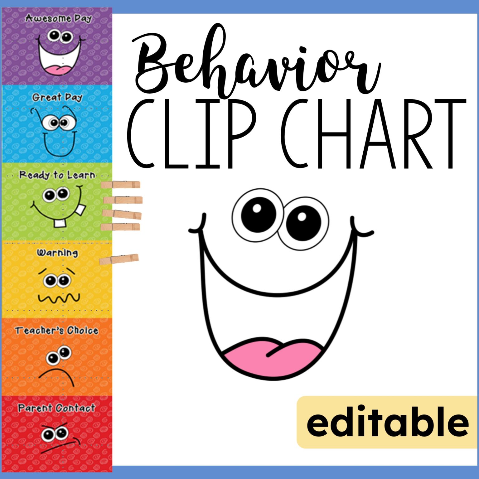 Editable Behavior Clip Chart | Classroom Management for Emergent ...