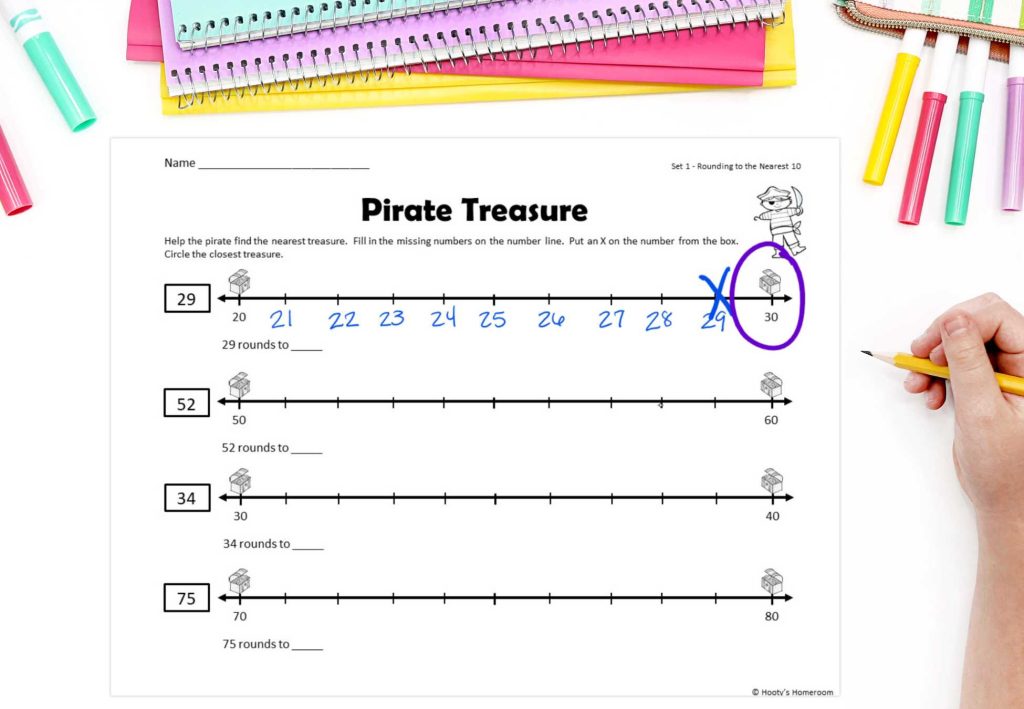 number lines help students visualize rounding to the nearest 10 or 100