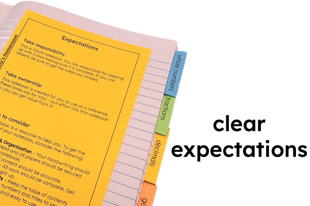 set expectations and refer back to them all year by having an expectation reference sheet added to the journal