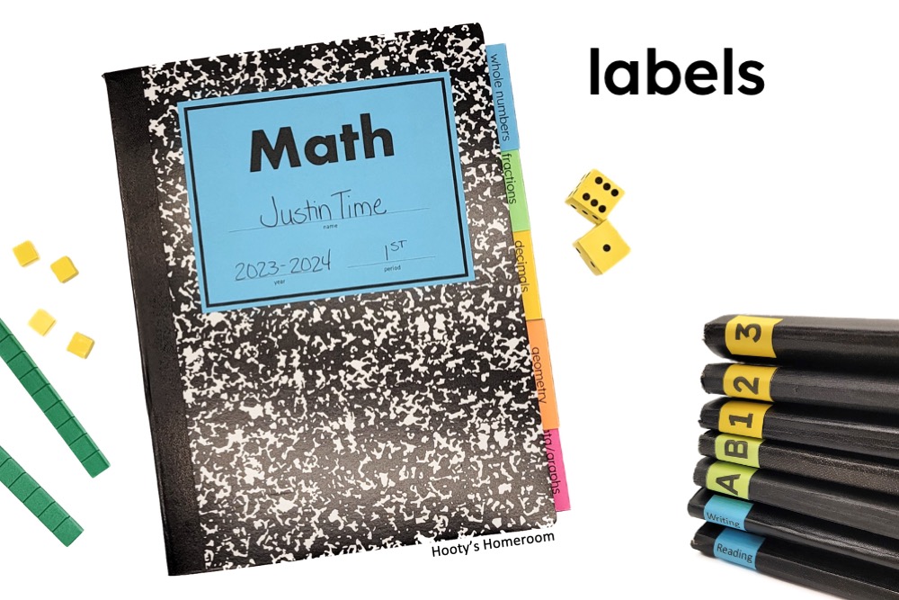 labels can help students find the notebook they need