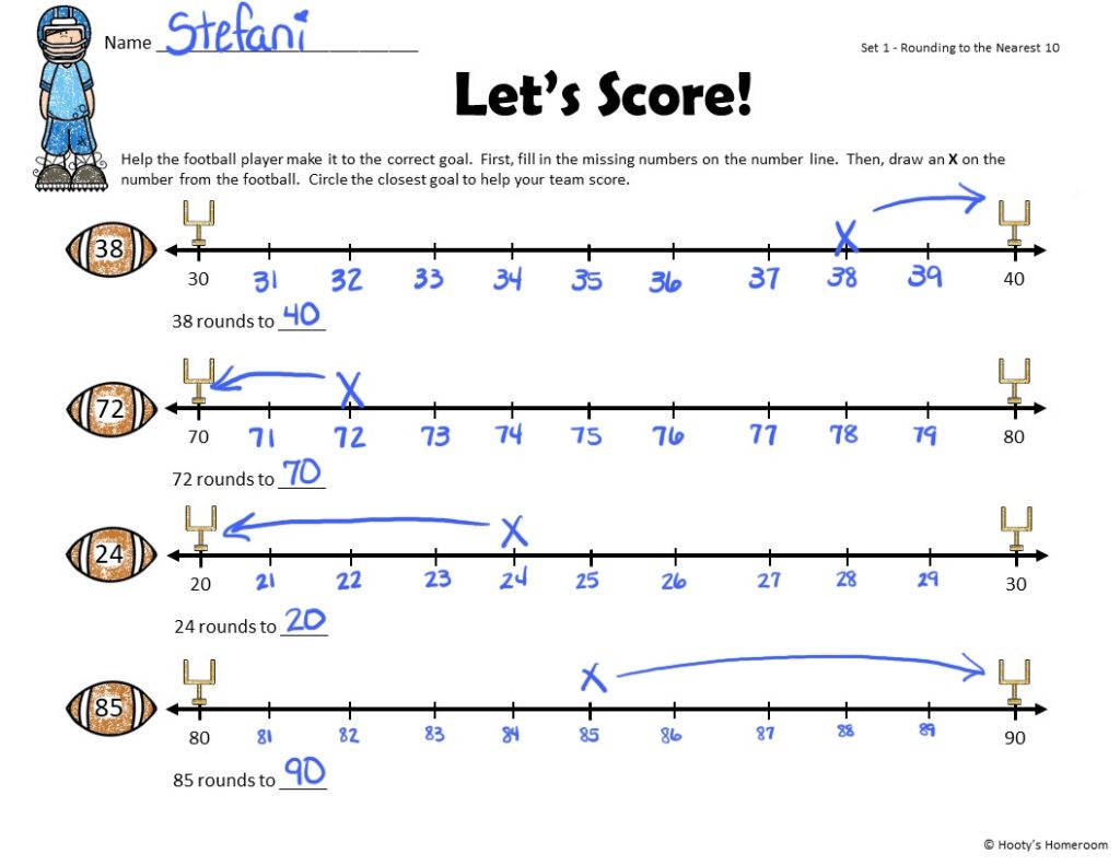 rounding to the nearest 10 on a number line worksheet