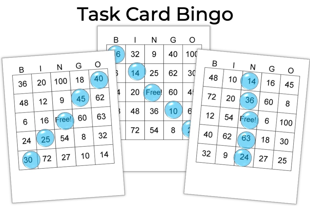 task card bingo card examples