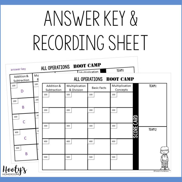 optional student recording sheets are included to go along with the test prep game