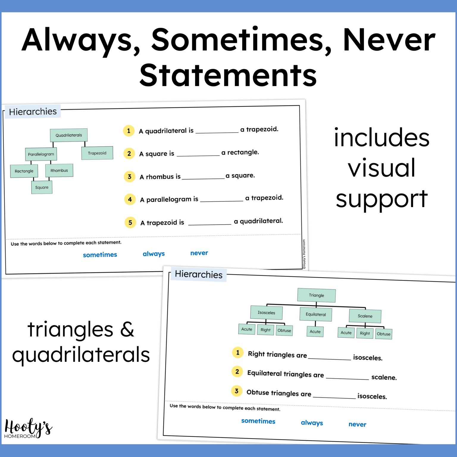 Hierarchy of Quadrilaterals and Triangles Google Slides - Hooty's Homeroom