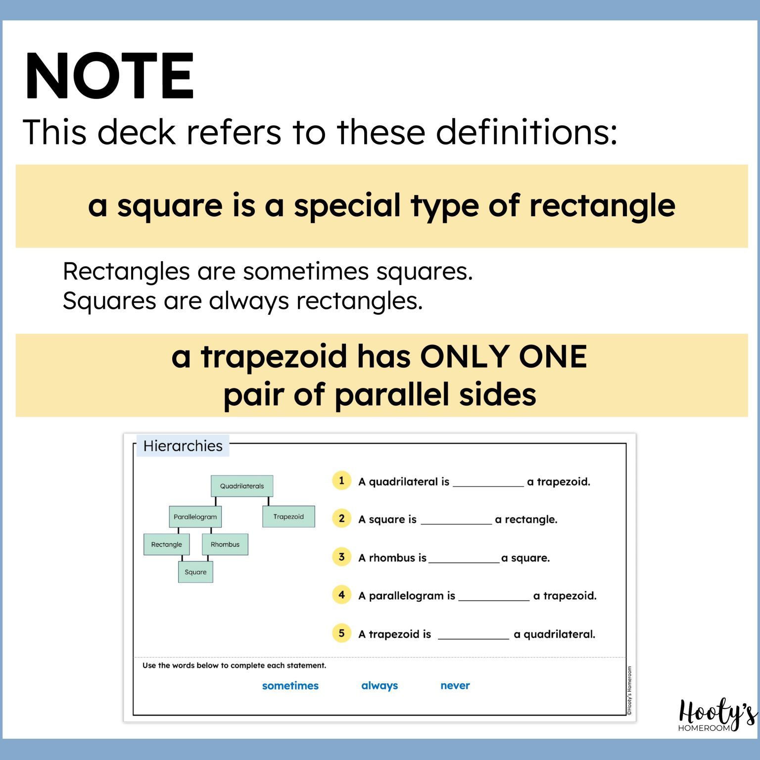 Hierarchy of Quadrilaterals and Triangles Google Slides - Hooty's Homeroom