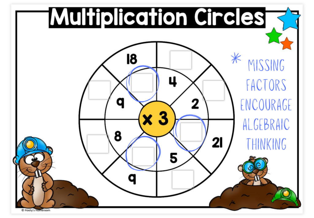 multiplication circle puzzle Boom Cards