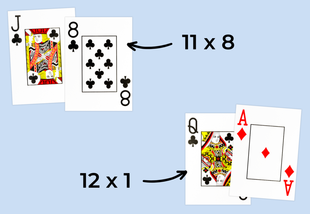 playing multiplication war with a standard deck of playing cards