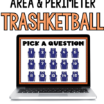 3rd grade area and perimeter trashketball review game