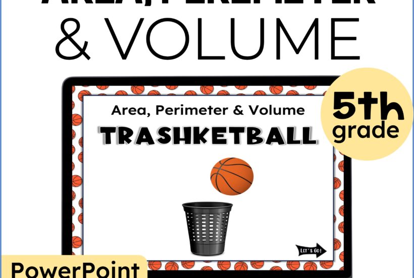 area perimeter and volume trashketball review game