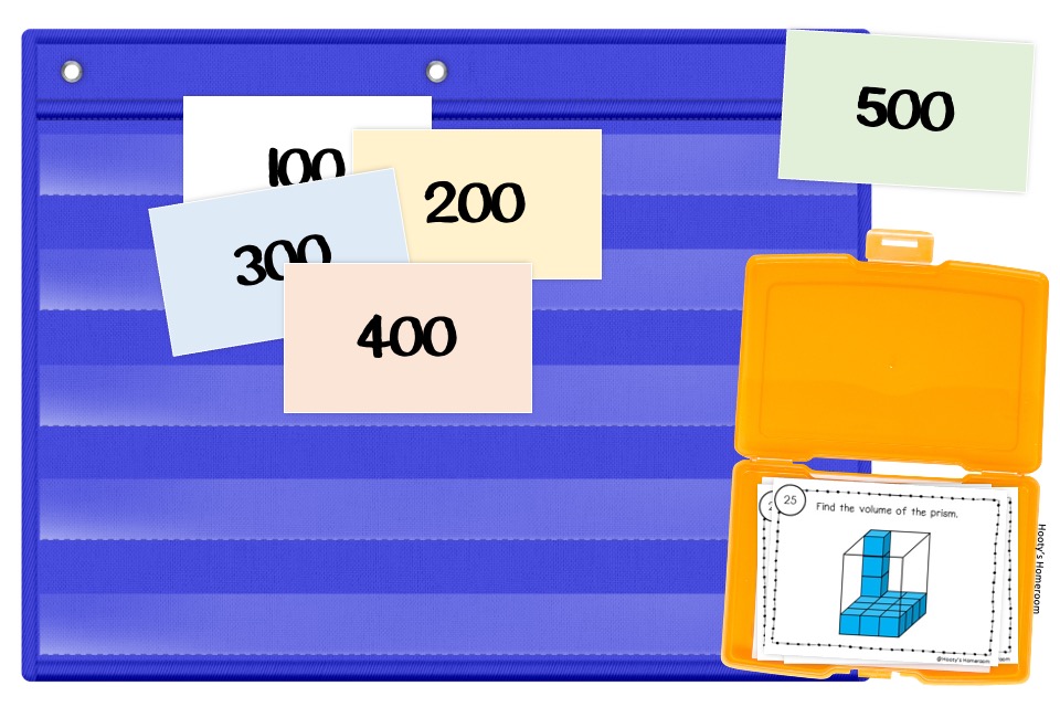 Make your own Jeopardy game with index cards, task cards, and a pocket chart.