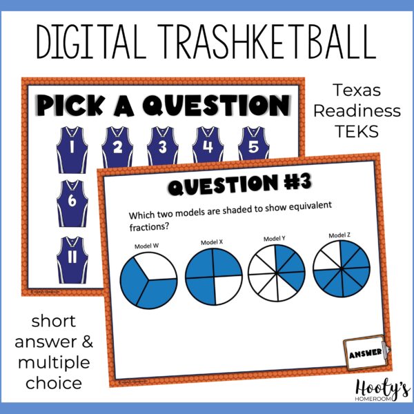 sample slides from this 3rd grade trashketball review game