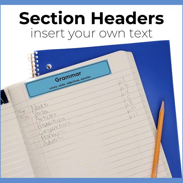 add headers to each section of your journals